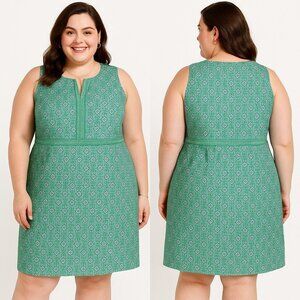 Talbots Sleeveless Shift Dress Green & Blue floral Size 2X